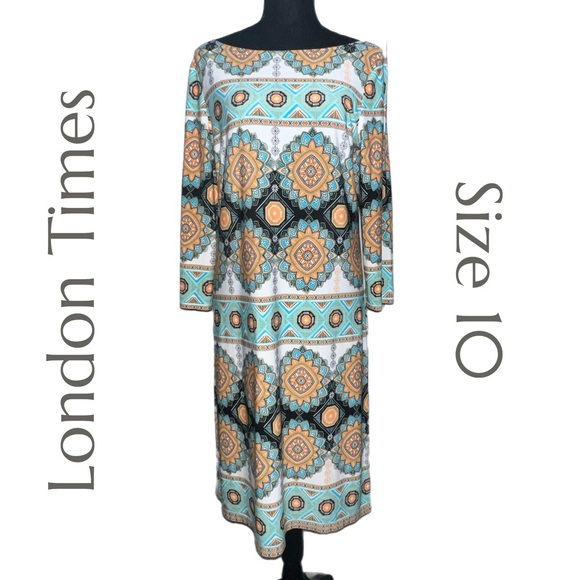 London Times Dresses & Skirts - London Times - Geometric Print Dress - Size 10